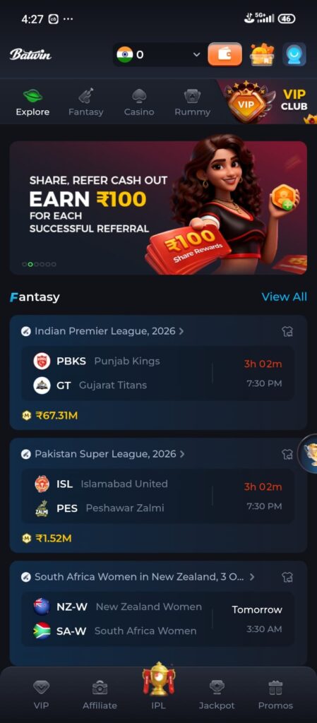 Batwin app logo with colorful 3D text and modern gaming interface