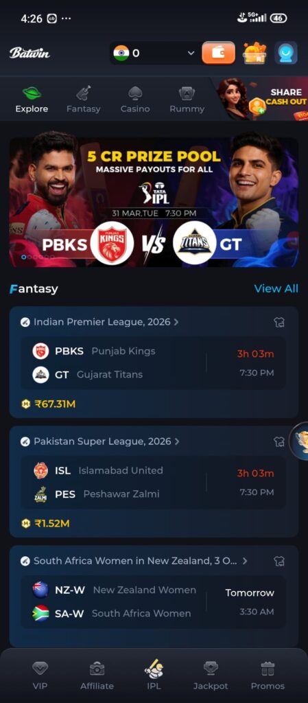 Batwin app logo with colorful 3D text and modern gaming interface